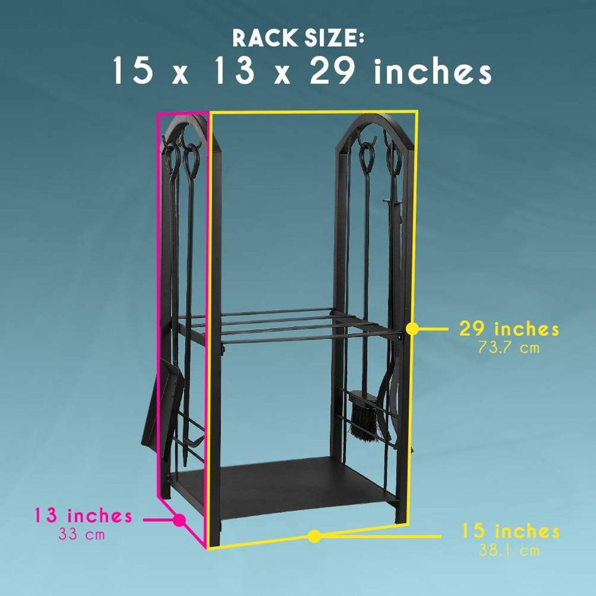 Juvale Firewood Rack with 4 Fireplace Tools - Fireplace Log Holder for Indoor An