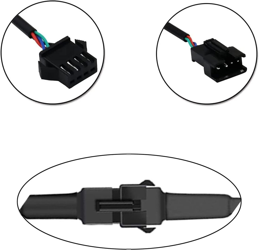 4pcs 5-Feet Extension Cable Cords,SM 4-PIN Locking Connector 60in/150cm Length Wire for Underglow 5050-SMD RGB LED NEON Strip Light Kits on Motorcycle Golf Cart ATV EXT-5FT