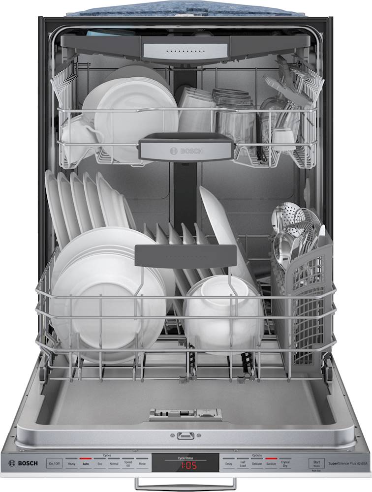 Bosch - 800 Series 24 Top Control Built-In Dishwasher with CrystalDry, Stainless Steel Tub, 3rd Rack, 42 dBa - Custom Panel Ready