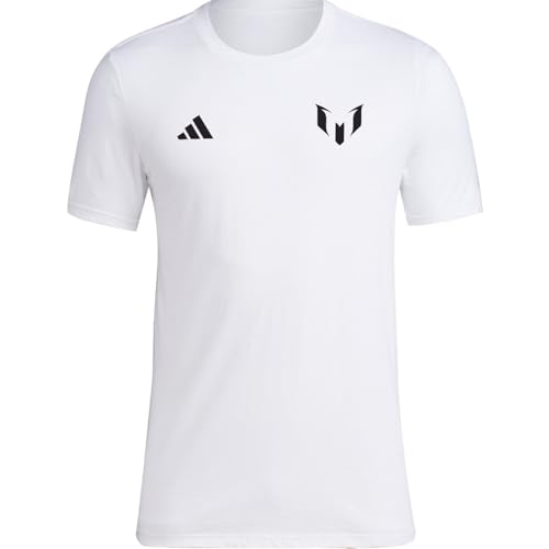 adidas Men's Soccer Messi X Miami Bienvenido a Miami Tee -Messi Graphic Logo and #10, Available in Black & White