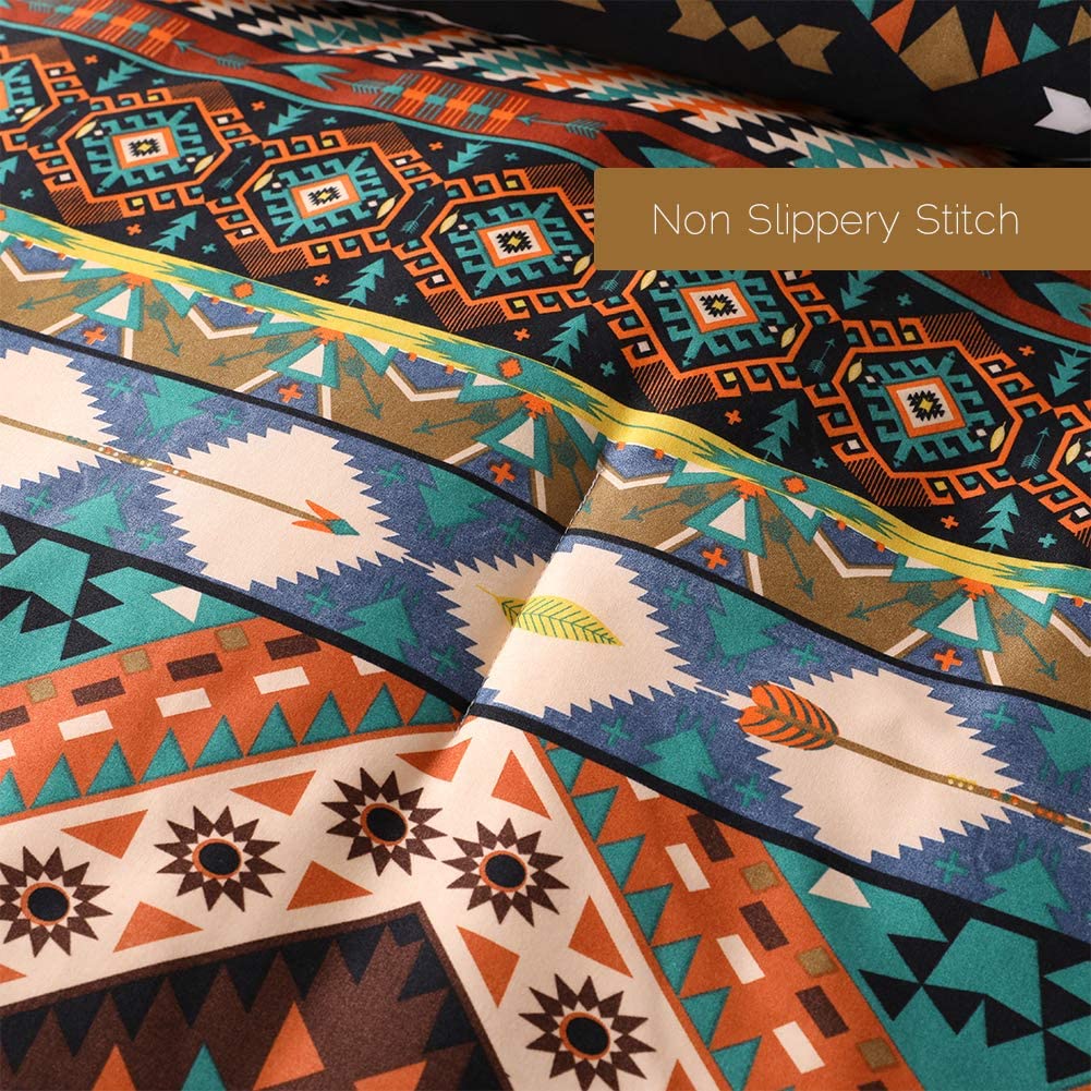 SexyTown Boho Comforter Set Queen Bed in A Bag 8 Piece Deep Pocket with Bed Skirt,Bohemian Tribal Southwestern Bedding Down Comforter(1 Comforter,4 Pillow Cases,Flat Sheet,Fitted Sheet,1 Bed Skirt)