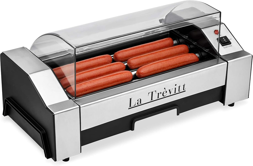 La Trevitt Hot Dog Roller- Sausage Grill Cooker Machine- 6 Hot Dog Capacity - Commercial and Household Hot Dog Machine for Family Use