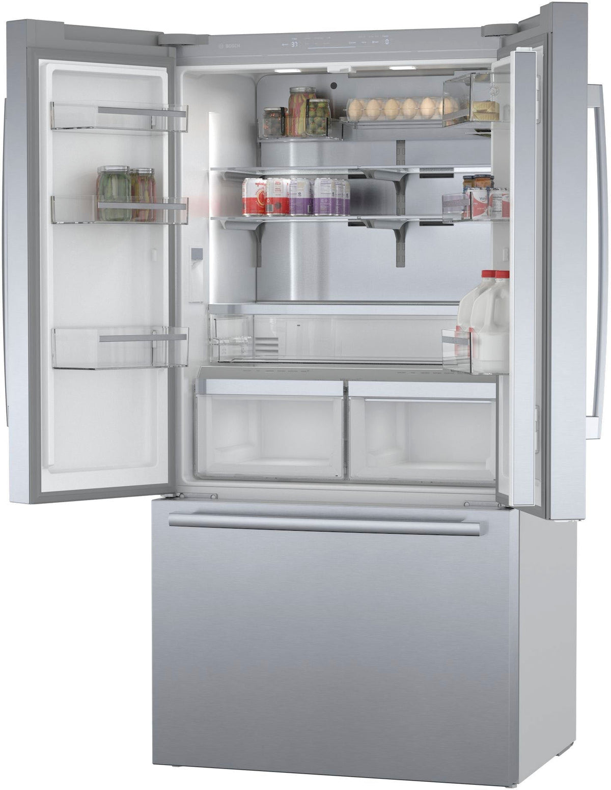 Bosch - 800 Series 21 Cu. Ft. French Door Counter-Depth Smart Refrigerator - Stainless steel