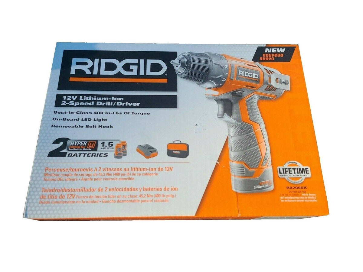 Ridgid R82005K 12-Volt Lithium-Ion 3/8x22 Cordless 2-Speed Drill Kit