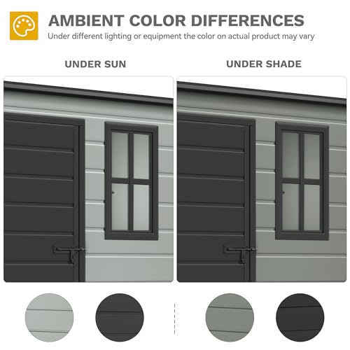 DWVO 5x3ft Resin Outdoor Storage Shed with Floor, Waterproof Lockable Storage Shed with Window, Plastic Outside Tool Storage for Garden, Backyard, Patio, Lawn, Gray