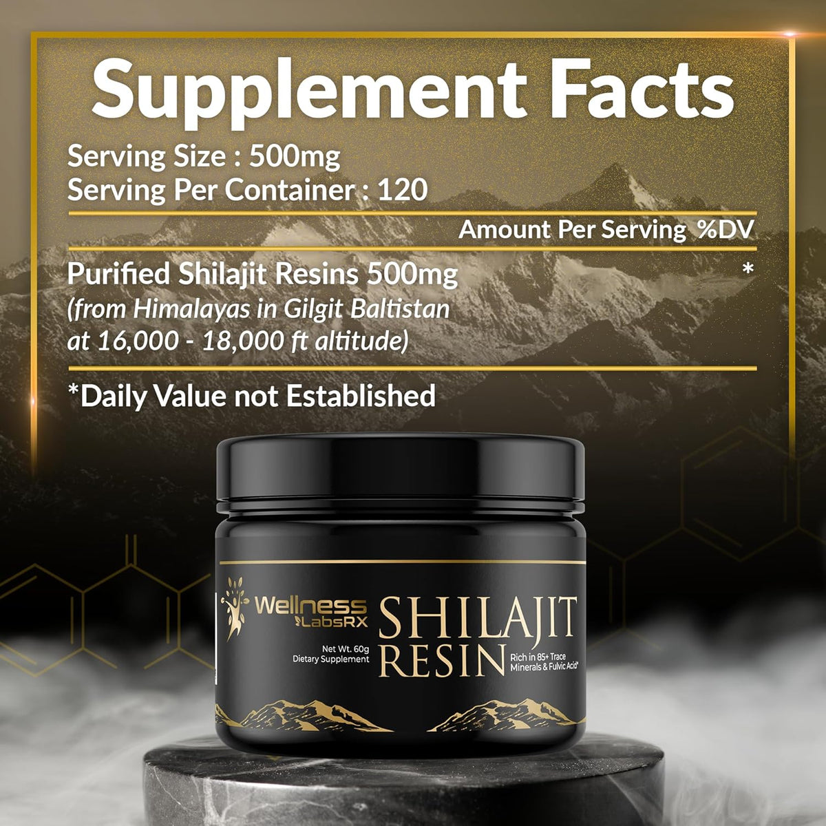 Shilajit Pure Himalayan Organic Shilajit Resin - Himalayan Shilajit Supplement- Maximum Potency and Pure Shilajit for Men, Gold Grade Natural Shilajit with 85+ Trace Minerals and Fulvic Acid - 60g