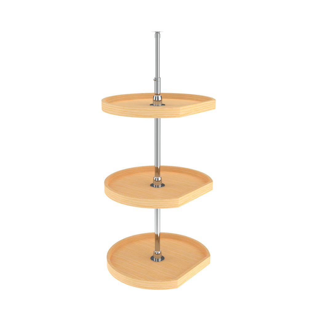 Rev-A-Shelf 4WLS273-20-536 20x22 Natural Wood 3 Shelf D-Shape Independent Lazy Susan