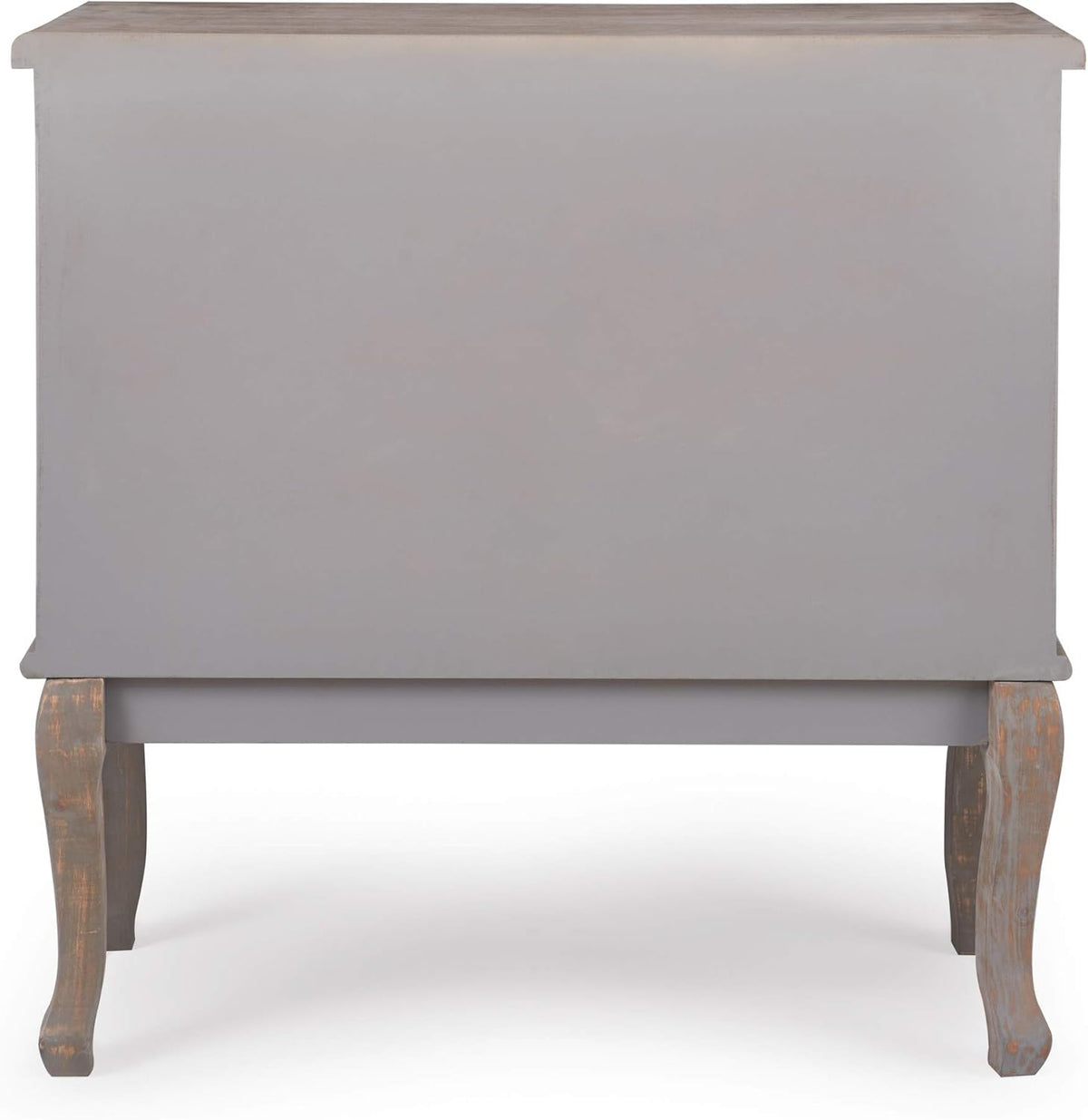 ClickDecor Thomas Antique Country Style Dresser Chest with 3 Drawers, Weathered Wood Nightstand Living Room Accent Furniture, Black Ring Handle, Curved Legs, Gray