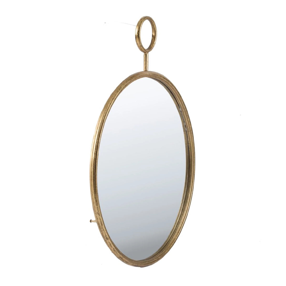CC Home Furnishings 28.25 Gold Modern Style Framed Round Wall Mounted Mirror Decor