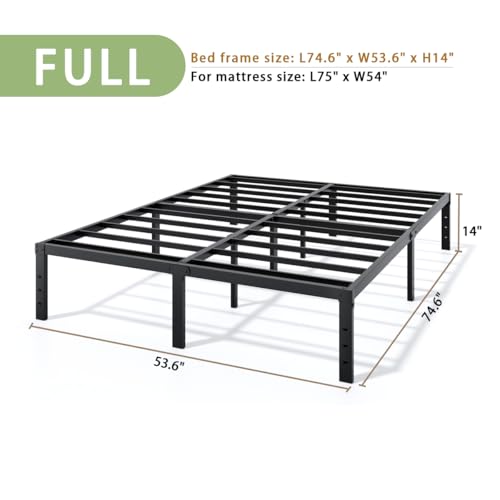 Metal Bed Frame Full Size - 14 Inch Heavy-Duty Full Platform Bed Frame No Box Spring Needed, Easy Assembly, Noise-Free, Sturdy Mattress Foundation, Underbed Storage Space