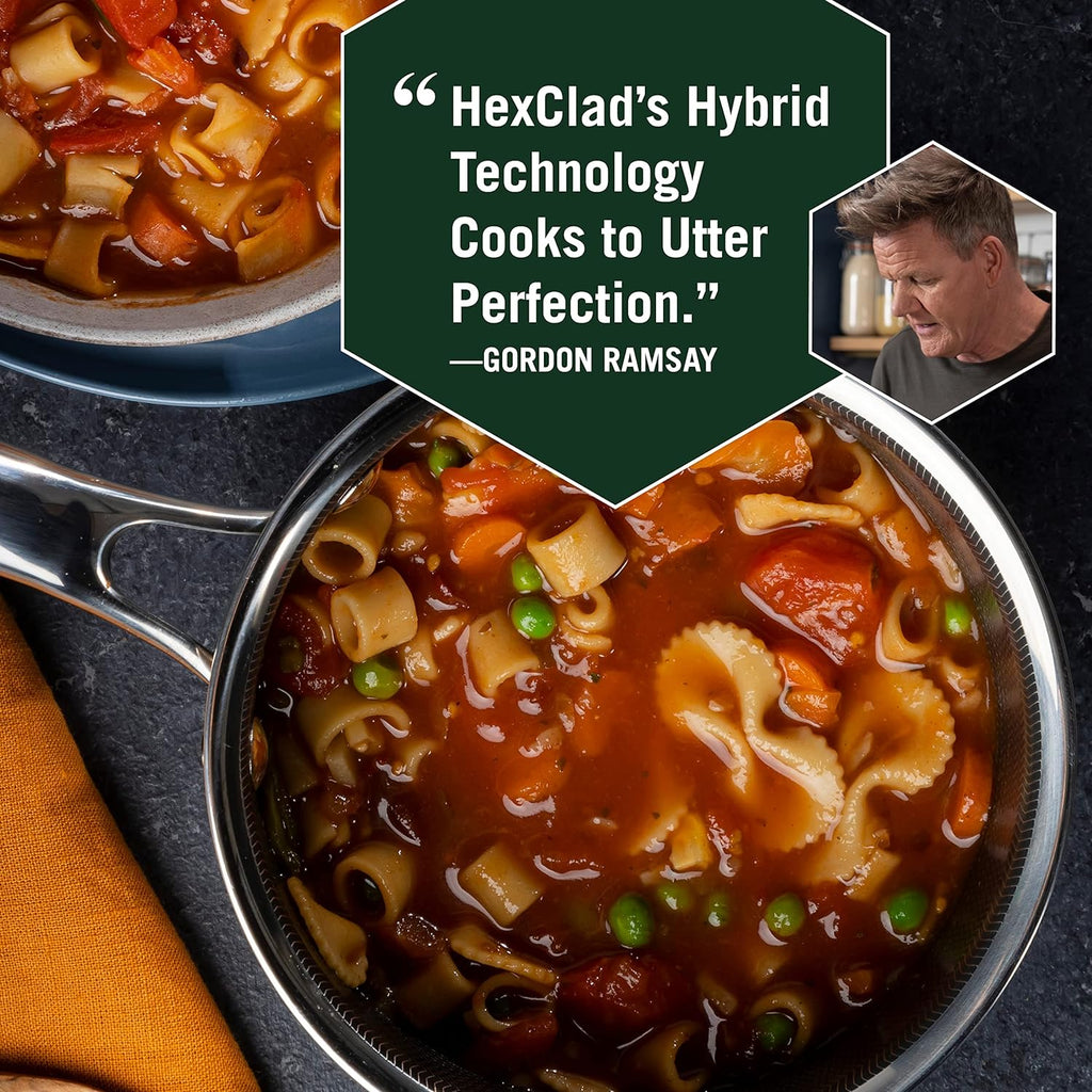HexClad 1 Quart Hybrid Pot with Glass Lid - Non Stick Saucepan, Easy to Clean, Dishwasher & Oven Safe - Perfect for Making Sauces, Reheating Soups, Stocks, Cooking Grains