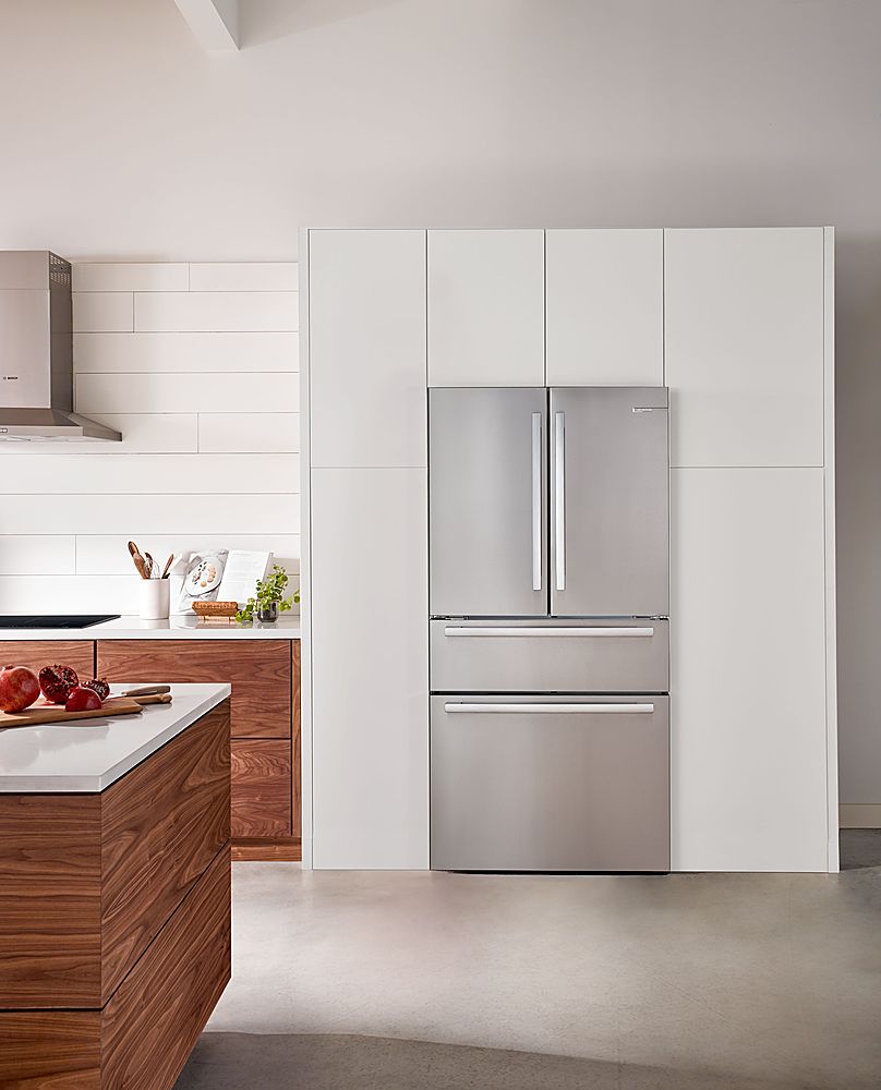 Bosch - 800 Series 20.5 Cu. Ft. 4-Door French Door Counter-Depth Smart Refrigerator - Stainless steel