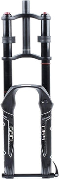 ZHUOYA Bicycle Suspension Fork 26/27.5/29 Hydraulic Double Shoulder Disc Brake Magnesium Alloy Rappelling Damping/AM/FR Travel 130mm (A Black)