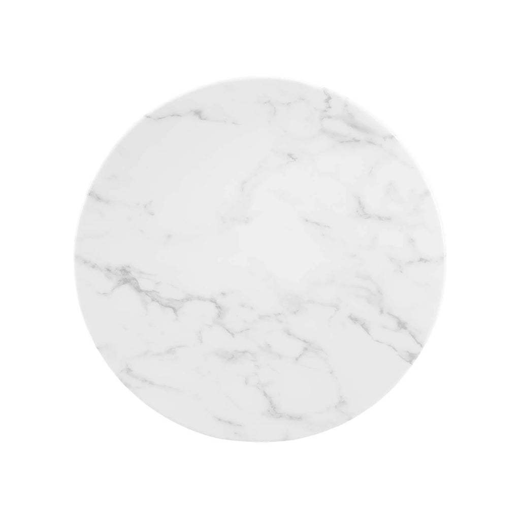 Modway Lippa 20 Round Artificial Marble Side Table in White White