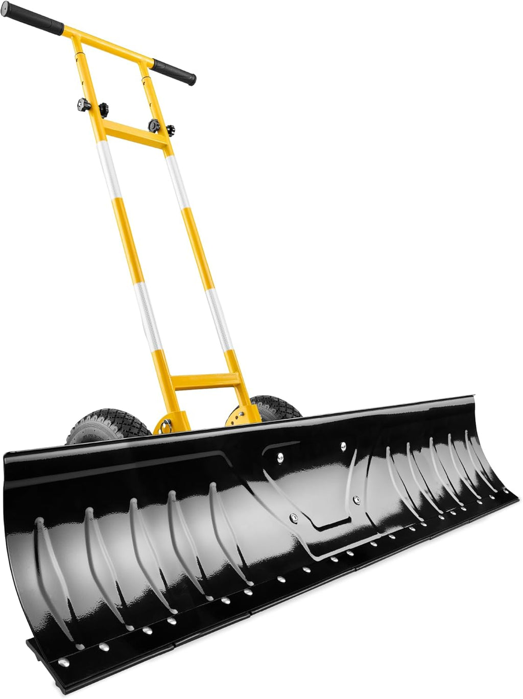 Best Choice Products 36in Galvanized Blade Heavy-Duty 2-Wheel Snow Pusher Hand Plow for Snow Removal w/Wheels, Adjustable Handle, Blade Angle - Black