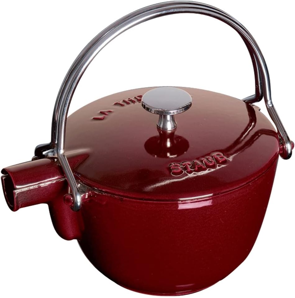 Staub Cast Iron 1-qt Round Tea Kettle - Basil, Made in France