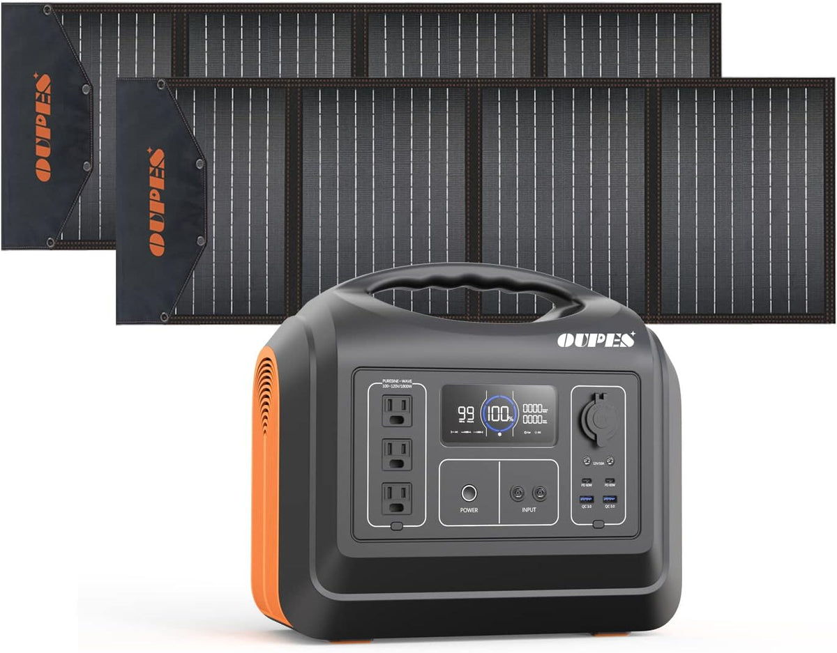 OUPES Portable Power Station 1800W, Solar Generator 1488Wh (465000 mAh) LiFePO4 Battery Backup with 120V (4000W Peak) AC Outlets, 4000+ Cycle Emergency Power Generator for Home Use, Camping