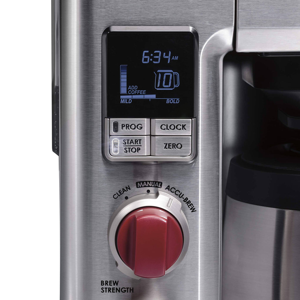 Wolf Gourmet - 10-Cup Coffee Maker with Water Filtration - Stainless Steel/Red Knob