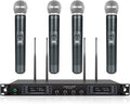 Wireless Microphone System, Phenyx Pro Quad Channel Cordless Mic Set with Metal Handheld Mics, 4x40 Channels, Auto Scan, Long Distance 328ft, Ideal for DJ, Church, Outdoor Events (PTU-7000A)