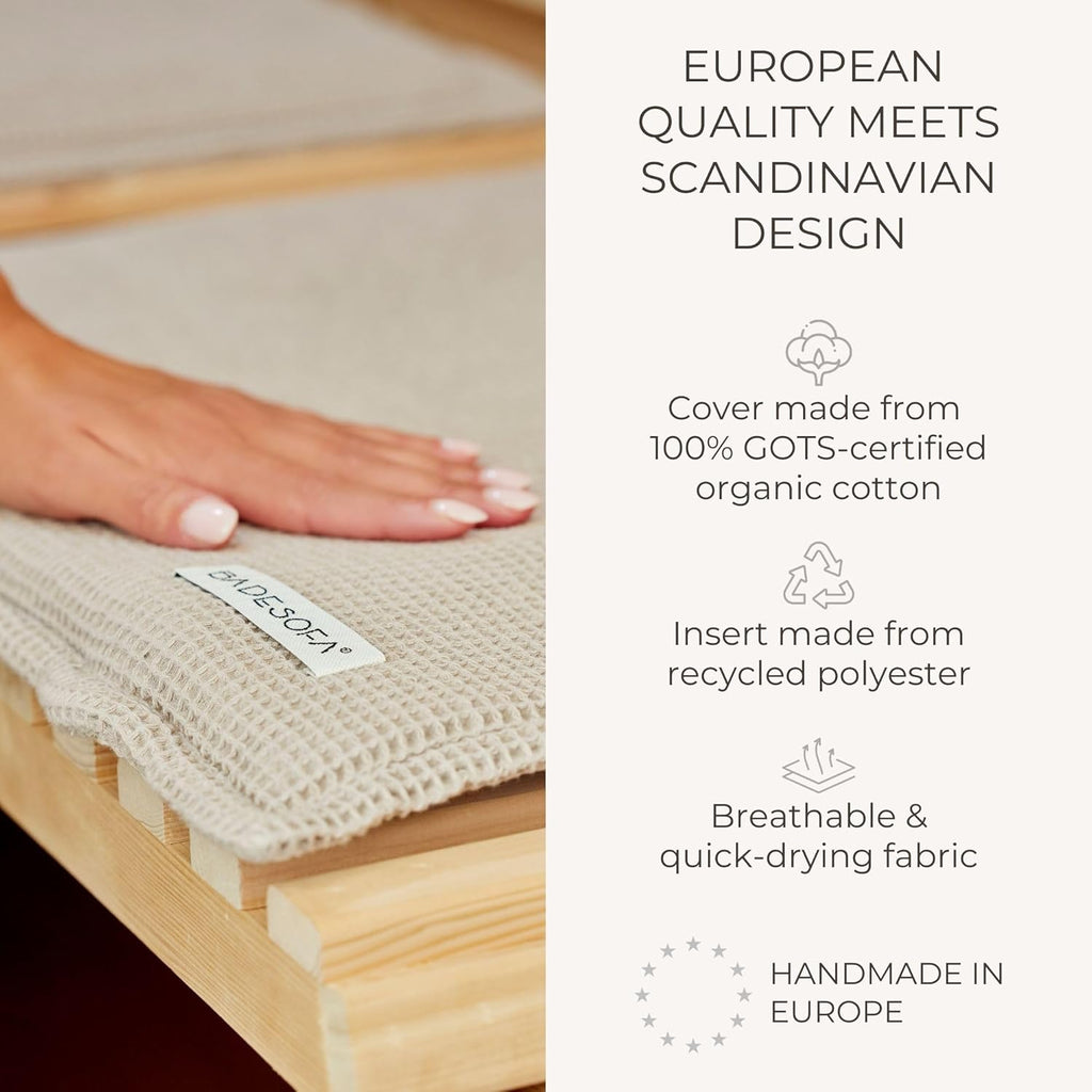 SAUNASOFA? Sauna Mat & Pillow Set ?C 2 Seater Sauna seat Cushion with Pillow ?C Heat-Resistant Sauna kit for Infrared & Finnish saunas in Grey