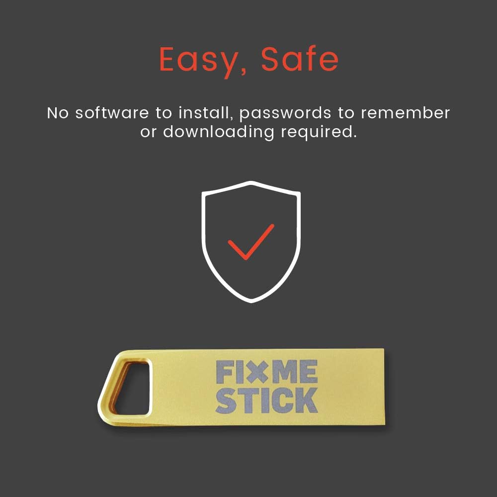 FixMeStick Gold Computer Virus Removal Stick for Windows PCs - Unlimited Use on Up to 3 Laptops or Desktops for 1 Year - Works with Your Antivirus