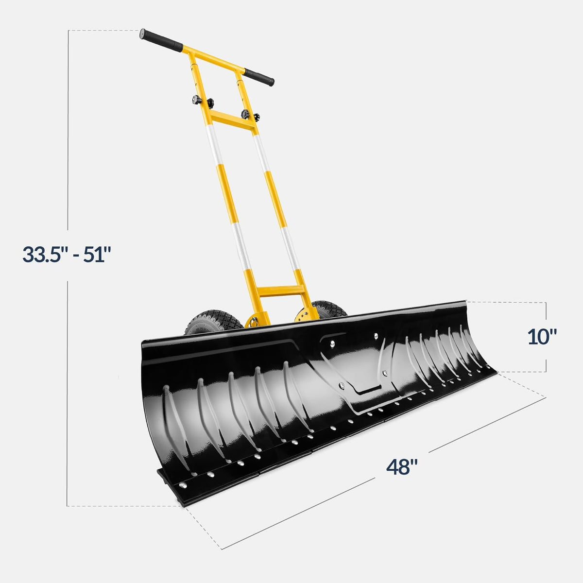 Best Choice Products 36in Galvanized Blade Heavy-Duty 2-Wheel Snow Pusher Hand Plow for Snow Removal w/Wheels, Adjustable Handle, Blade Angle - Black