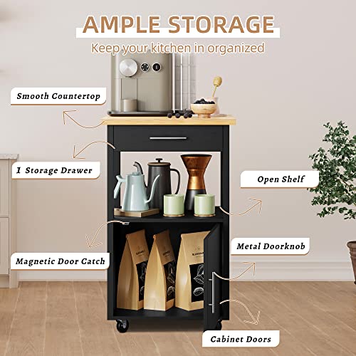 Shintenchi Kitchen Island Cart with Storage,Rolling Side Table on Wheels with Large Worktop, Cabinet,Towel Rack and Drawers for Kitchen,Dinning Room, White
