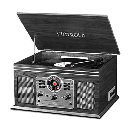 Victrola The Quincy 6-in-1 Bluetooth Record Player & Multimedia Center with Built-in Speakers ?C 3-Speed Turntable, CD & Cassette Player, AM/FM Radio, Wireless Music Streaming (Natural)