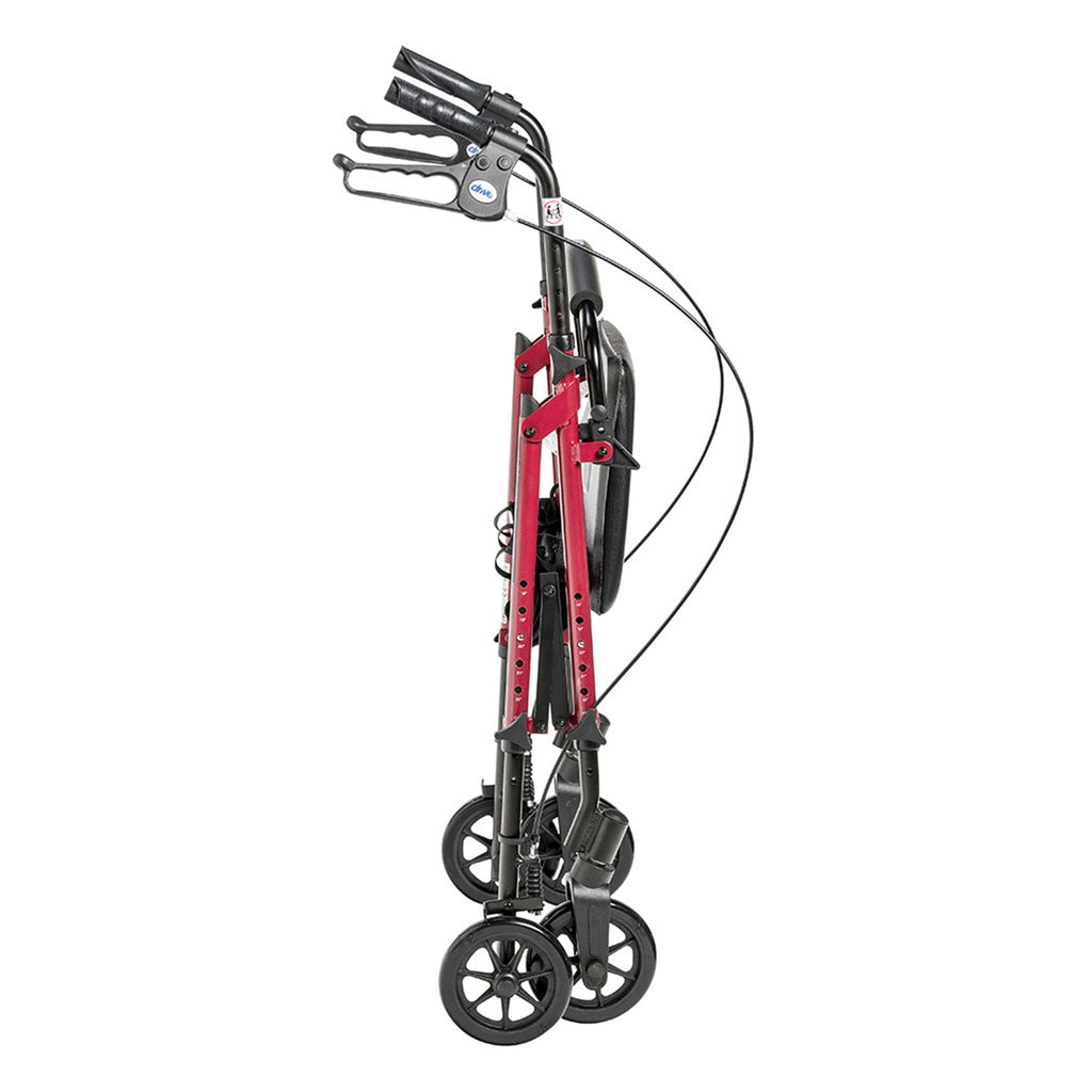 Drive Medical Adjustable Height Aluminum Frame Rollator with 6 Inch Casters, Red