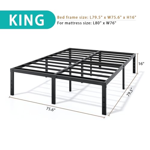 Metal Bed Frame Full Size - 14 Inch Heavy-Duty Full Platform Bed Frame No Box Spring Needed, Easy Assembly, Noise-Free, Sturdy Mattress Foundation, Underbed Storage Space