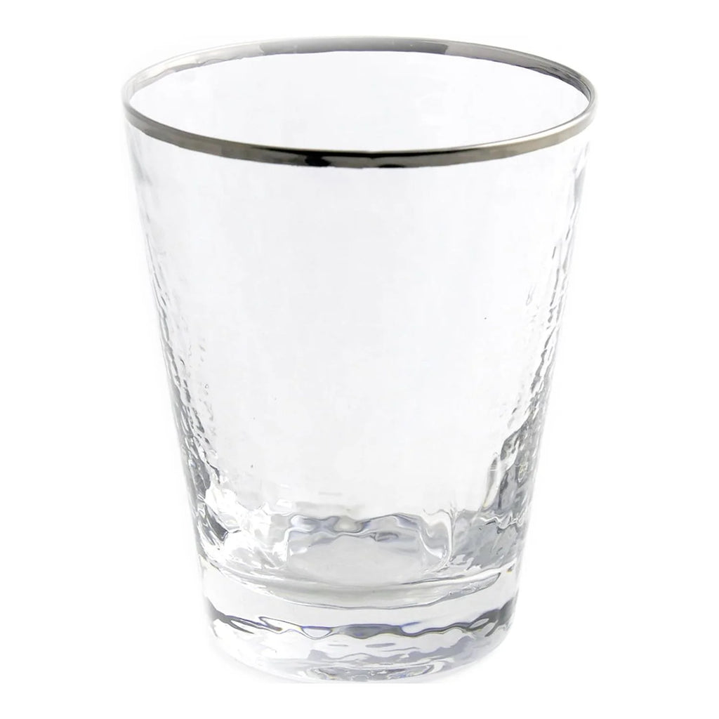 Split P Metallic Rim Double Old Fashioned Set - Silver