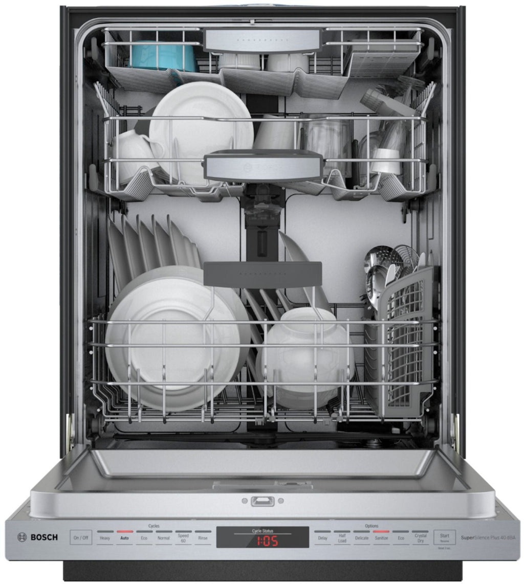 Bosch - 800 Series 24 Top Control Built-In Dishwasher with CrystalDry, Stainless Steel Tub, 3rd Rack, 40 dBa - Stainless steel