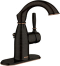 Moen 84144BRB Sarona One-Handle Single Hole Rustic Farmouse Bathroom Sink Faucet with Optional Deckplate, Mediterranean Bronze