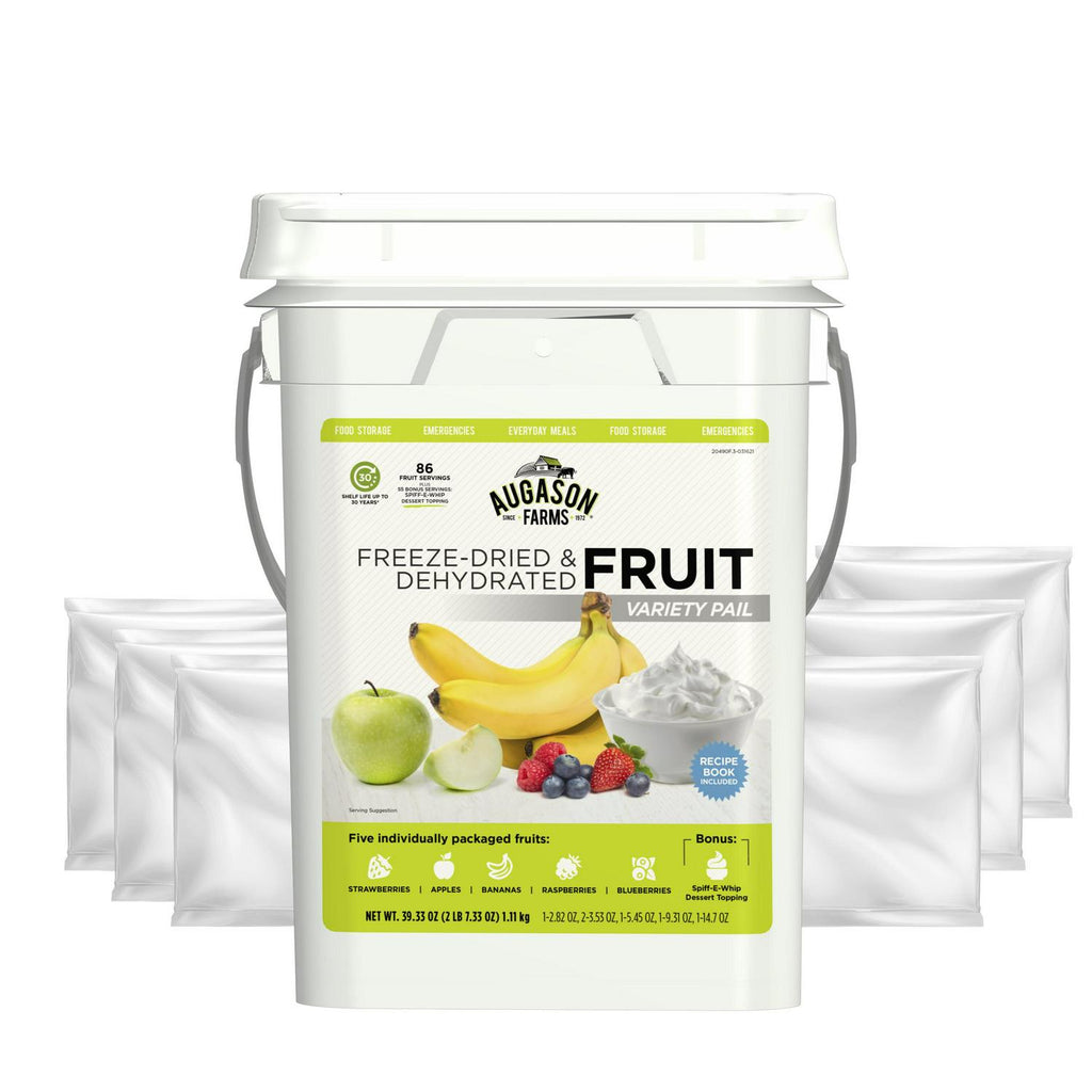 Augason Farms Freeze Dried and Dehydrated Fruit Variety Pail?? 86 Servings?? Emergency Food