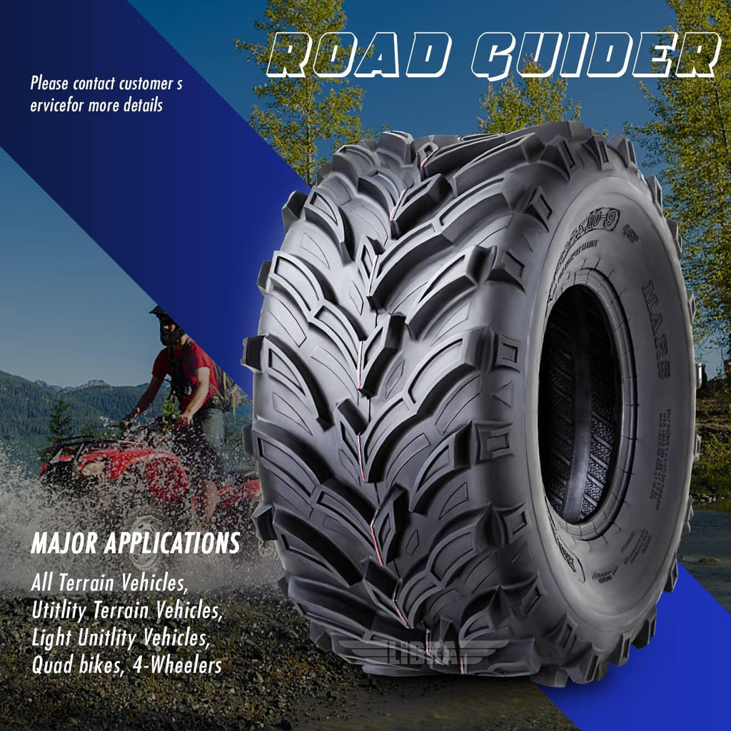 Set 4 Road Guider ATV/UTV Tires 22x7-11 Front & 22x10-9 Rear /6PR 20mm Deep Tread Honda Recon 250 Suzuki Ozark 250