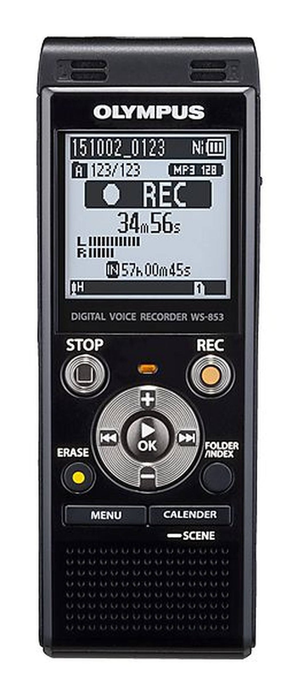 Olympus WS-853 Digital Voice Recorder - 8 GB - up to 260 hrs (MP3 Recording) - 64 kbps - Black