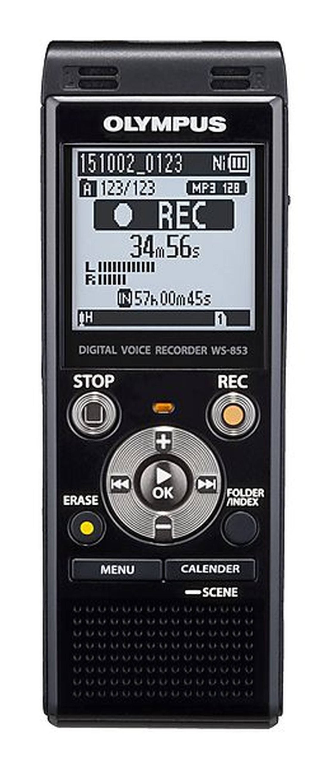 Olympus WS-853 Digital Voice Recorder - 8 GB - up to 260 hrs (MP3 Recording) - 64 kbps - Black