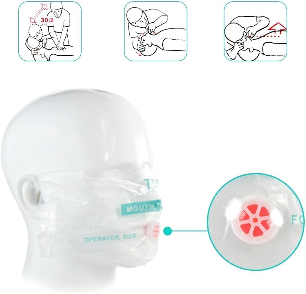 100pcs CPR Face Shield Mask Keychain Keyring Emergency Kit CPR Face Shields for First Aid or CPR Training (Red-100)