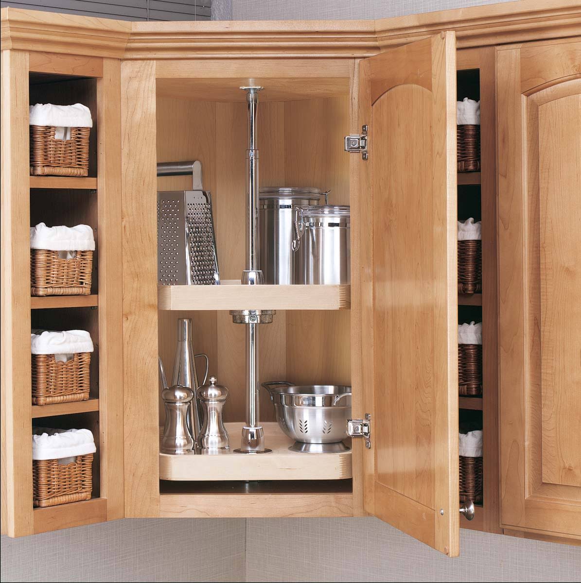 Rev-A-Shelf 4WLS273-20-536 20x22 Natural Wood 3 Shelf D-Shape Independent Lazy Susan