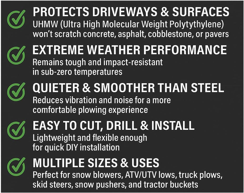 UHMW Snow Plow Poly Cutting Edge Industrial Strength 3/4 X Thick X 4 Wide Driveway Safe plow Blade, Poly plow Cutting Edge, Snow Blower Edge, ATV Snow plow Blade (60 Long)