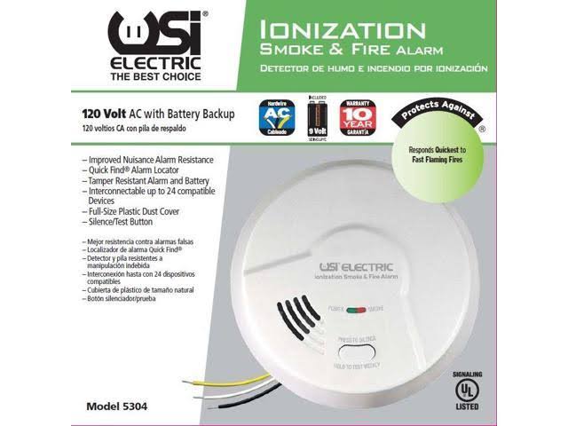 USI - (6 Pack) 5304 Hardwired Ionization Smoke and Fire Alarm with Battery Backup 5304-6PK