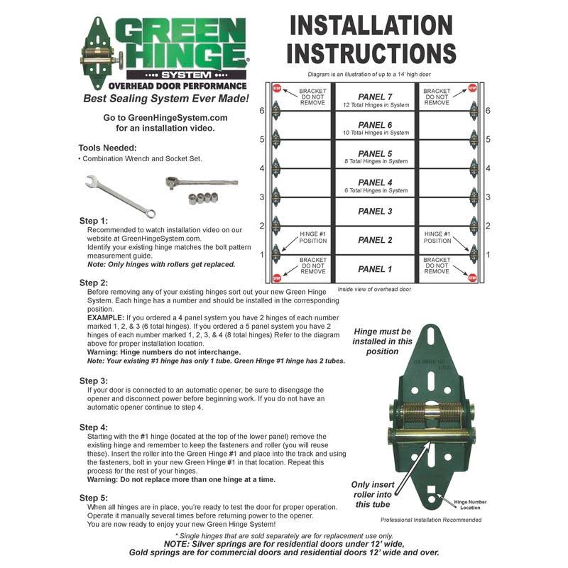 Green Hinge System 5766993 Steel Commercial Garage Door Hinge for 4