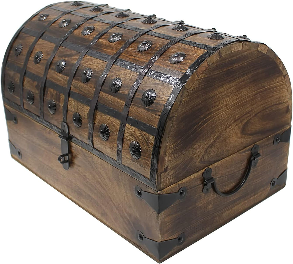 Nautical Cove Pirate Treasure Chest with Iron Lock and Skeleton Key - Storage and Decorative Box (X-Large 16 x 11 x 10.5) Pack of 2