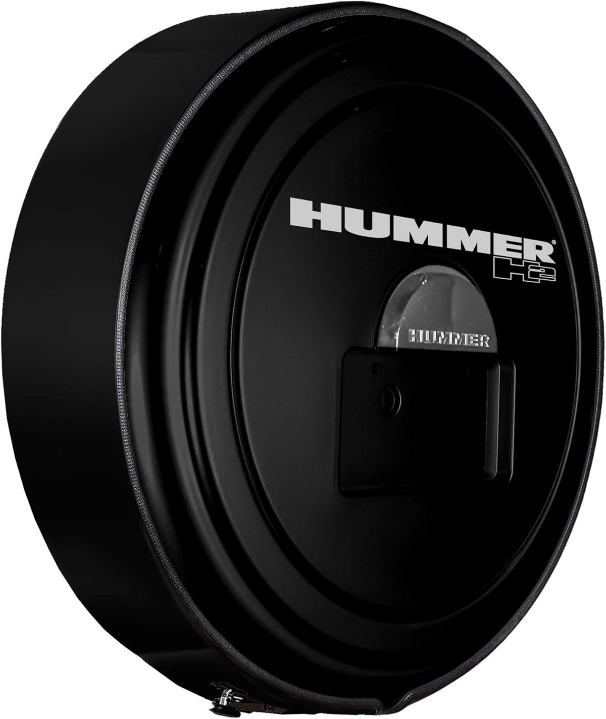Boomerang Hummer H2 (05-10) - Color Matched MasterSeries Hard Tire Cover - (Color Matched Plastic Face & Stainless Steel Ring) - Hummer H2 Logo - Pewter Metallic