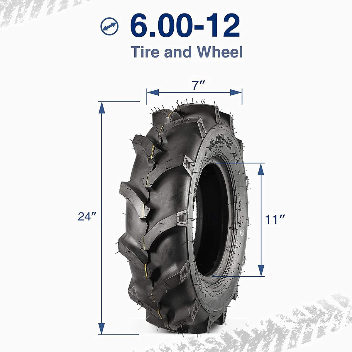 MaxAuto Farm Tractor Tire 6.00-12 Replace Kubota 7100 Series H167,2Pcs