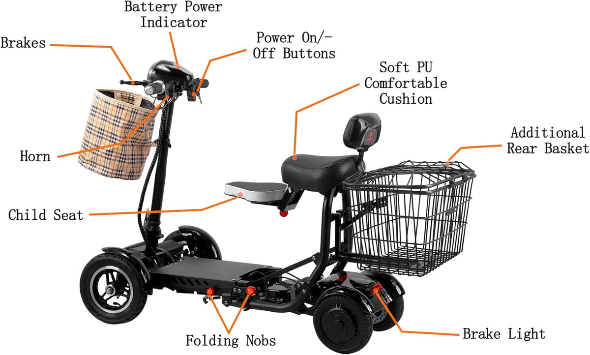 Generic 2022 New United Mobility City Slicker Battery Powered Mobility Scooter Heavy Duty Lightweight Folding 17 Miles Range Scooter (White)