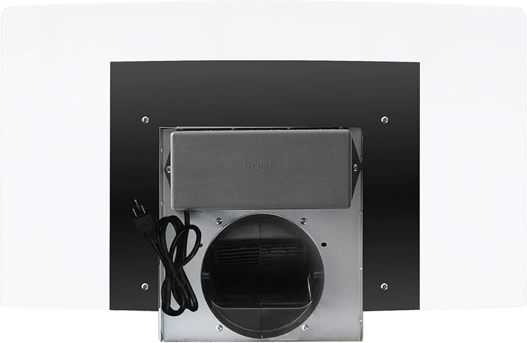 FIREGAS Island Range Hood 36 inch 450 CFM with Chimney,Tempered Glass,4 LED Lights,3 Speed Fan,Touch Control,Permanent Filter,Charcoal Filter,Stainless Steel,Island Mount,Ceiling Mount