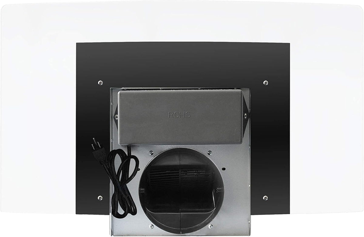 FIREGAS Island Range Hood 36 inch 450 CFM with Chimney,Tempered Glass,4 LED Lights,3 Speed Fan,Touch Control,Permanent Filter,Charcoal Filter,Stainless Steel,Island Mount,Ceiling Mount