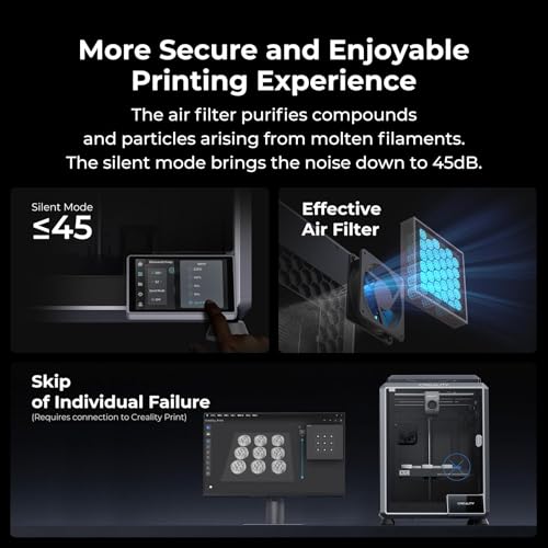 Creality K1C 3D Printer, 600mm/s High-Speed Auto Leveling Clog-Free Robust Direct Extruder K1 SE Upgraded 3D Printer with AI Camera 300??C Printing Silent Mode Support Carbon Fiber Filaments