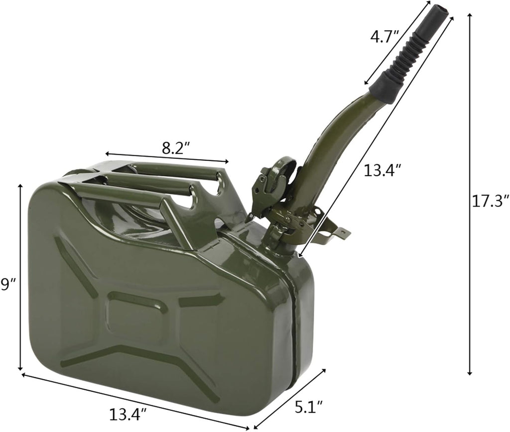 Portable 10L 2.5 Gallon Metal Gas-Fuel Cold-rolled Plate-Diesel Tank Bucket with Pipe US(Green 1)